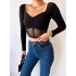Tül Detay Biyeli Crop Bluz-SİYAH