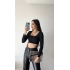U Yaka Bağlamalı Crop Bluz-SİYAH