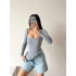 U Yaka Bodysuit-GRİ