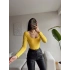 U Yaka Uzun Kol Bodysuit - SARI
