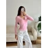 V Detay Sandy Bluz - PEMBE