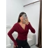 Vatkalı Drapeli Bluz - BORDO