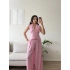 Yaka Detay Keten İkili Takım - PEMBE