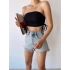 Yan Bağlamalı Straplez Crop-SİYAH