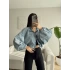 Yarasa Balon Kol Denim Ceket - AÇIK MAVİ