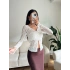 Yırtmaç Detay Dantel Crop - BEYAZ