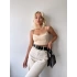 Zincir Detay Askılı Crop-BEJ