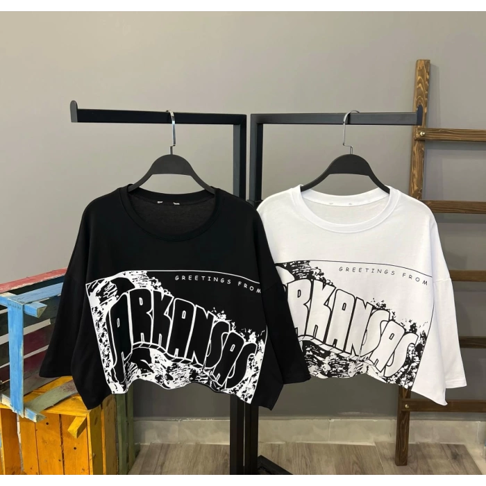 Greetings From Crop T-shirt-SİYAH