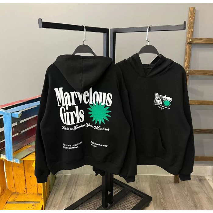 Marvelous Girls Oversize Sweatshirt-SİYAH