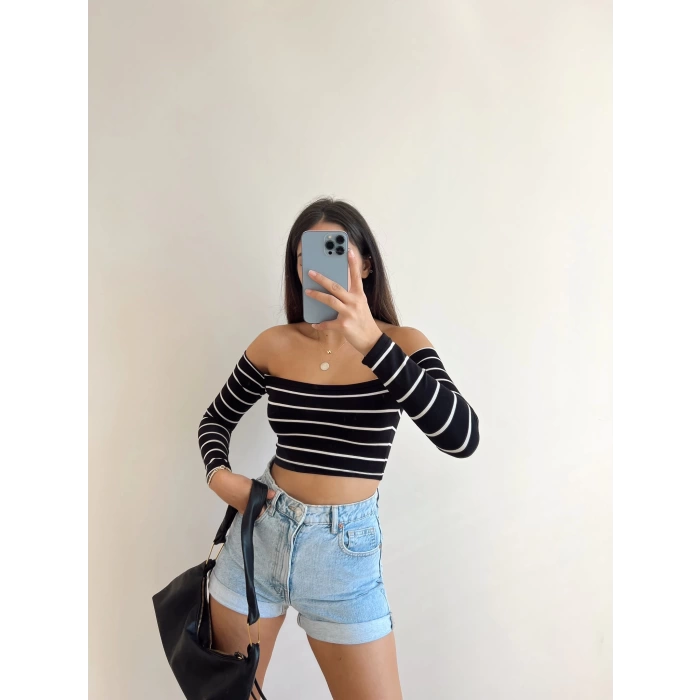 Madonna Çizgili Crop