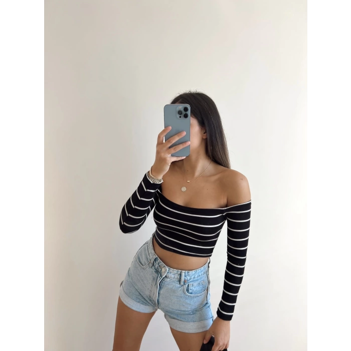 Madonna Çizgili Crop