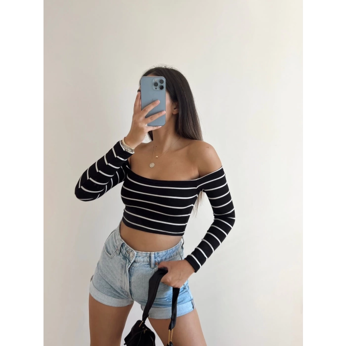 Madonna Çizgili Crop