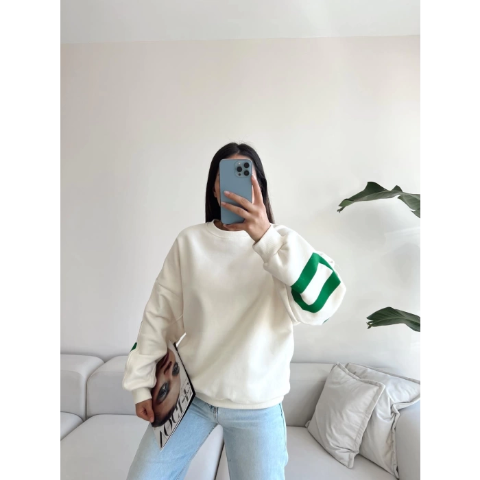 Chicago Oversize Sweat-BEYAZ