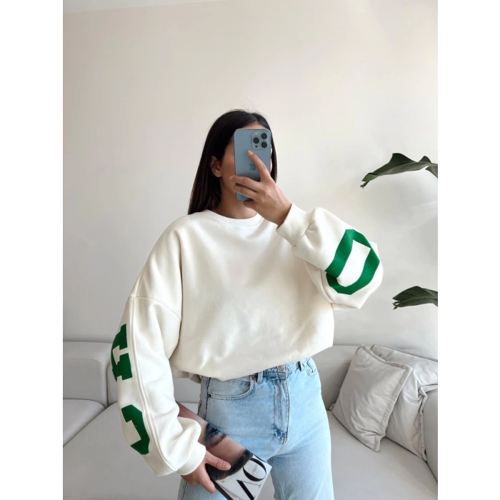 Chicago Oversize Sweat-BEYAZ
