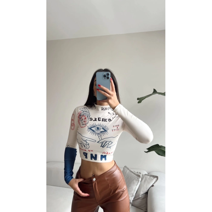 Kol Detay Aesthetic Crop Bluz