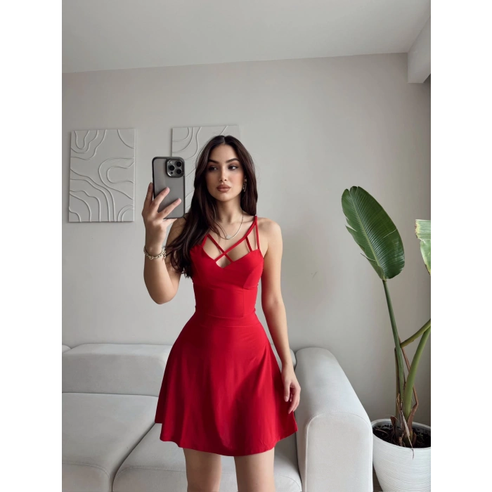Askı Tasarım Sandy Elbise - KIRMIZI