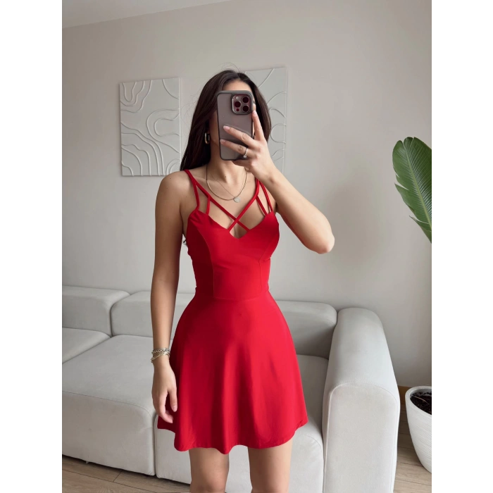 Askı Tasarım Sandy Elbise - KIRMIZI