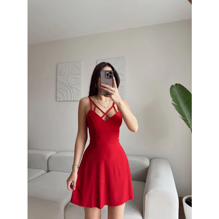 Askı Tasarım Sandy Elbise - KIRMIZI