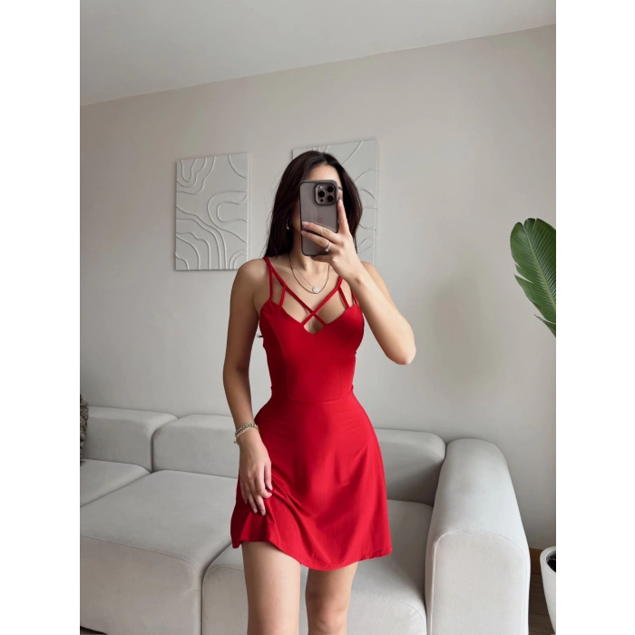 Askı Tasarım Sandy Elbise - KIRMIZI