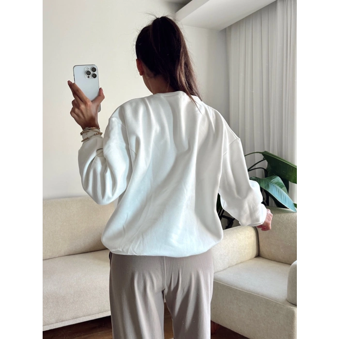 Cowboy Oversize Sweat - BEYAZ