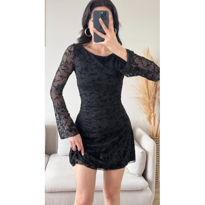 Elegance Dantel Elbise - SİYAH