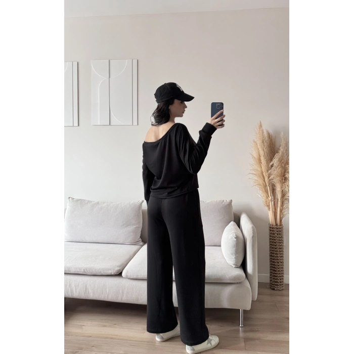 Kayık Yaka Oys Takım - SİYAH