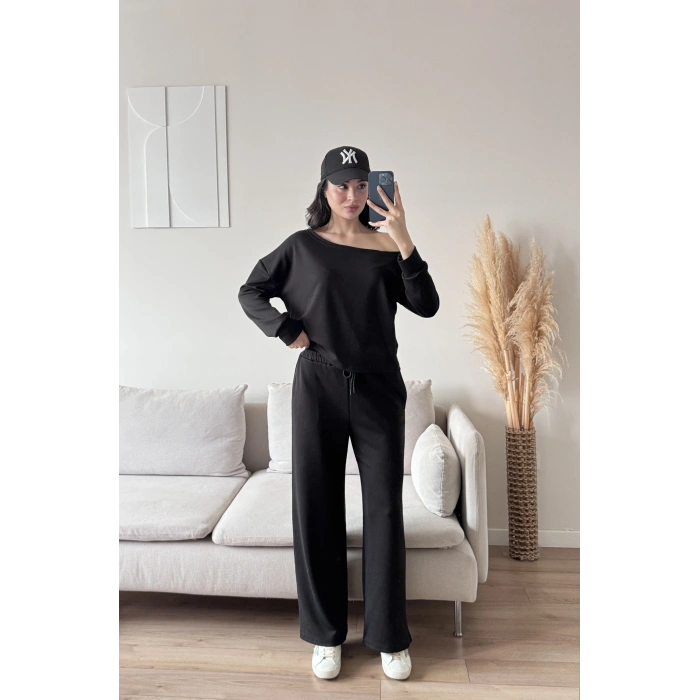 Kayık Yaka Oys Takım - SİYAH