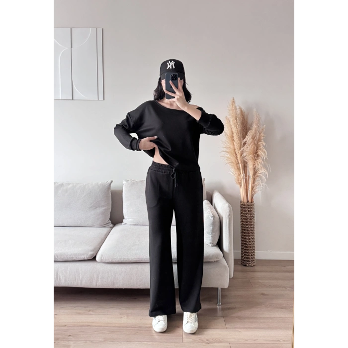 Kayık Yaka Oys Takım - SİYAH