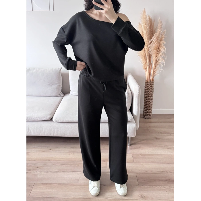 Kayık Yaka Oys Takım - SİYAH