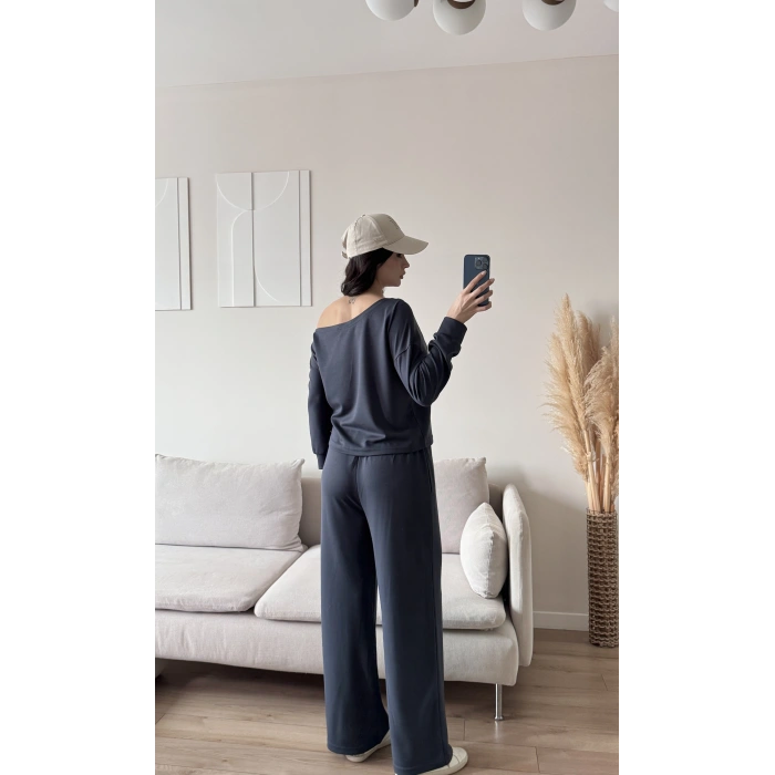 Kayık Yaka Oys Takım - FÜME