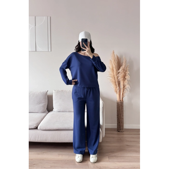 Kayık Yaka Oys Takım - İNDİGO