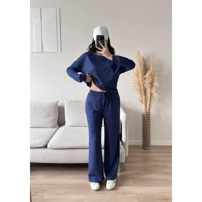 Kayık Yaka Oys Takım - İNDİGO