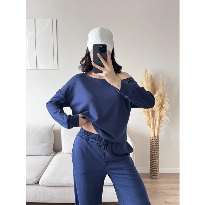 Kayık Yaka Oys Takım - İNDİGO