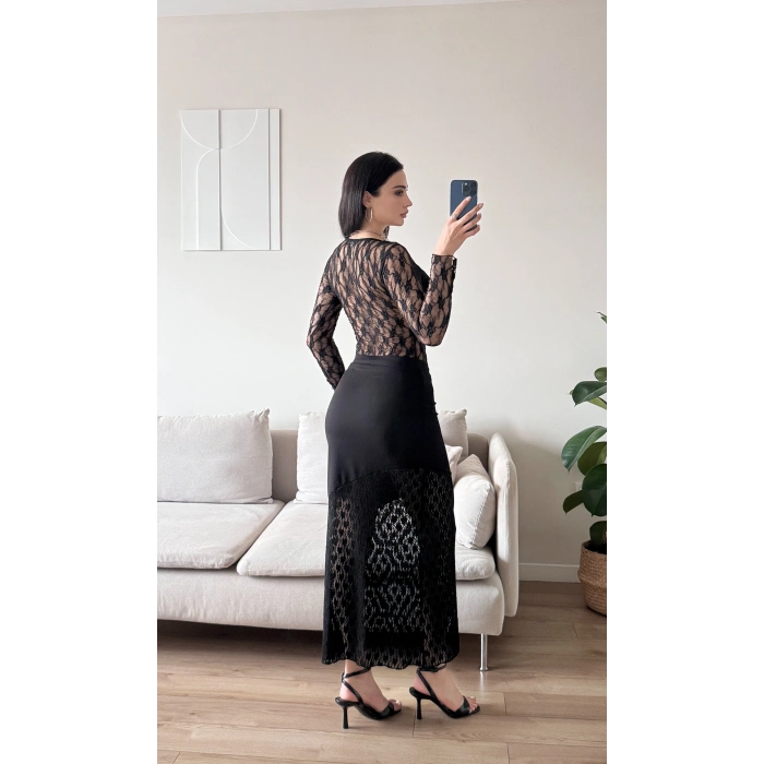 Dantel Detay Etek - SİYAH