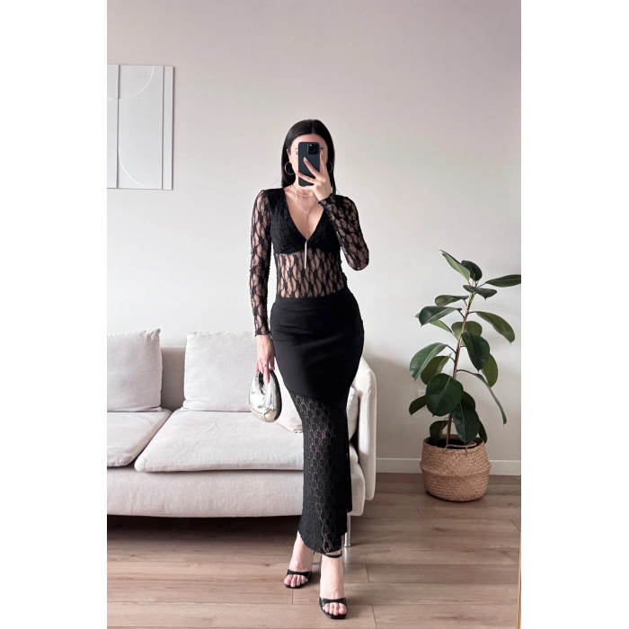 Dantel Detay Etek - SİYAH