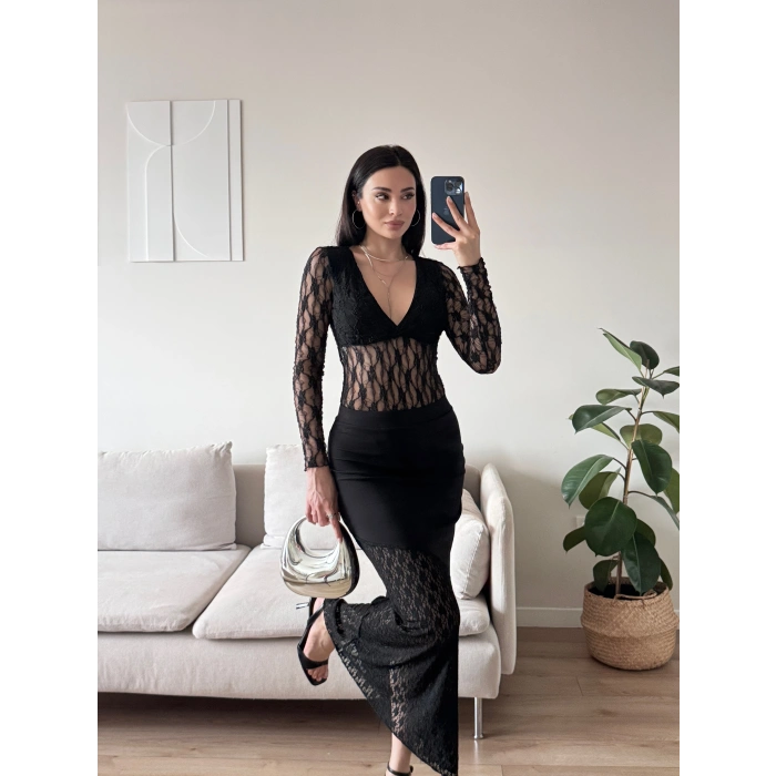 Dantel Detay Etek - SİYAH