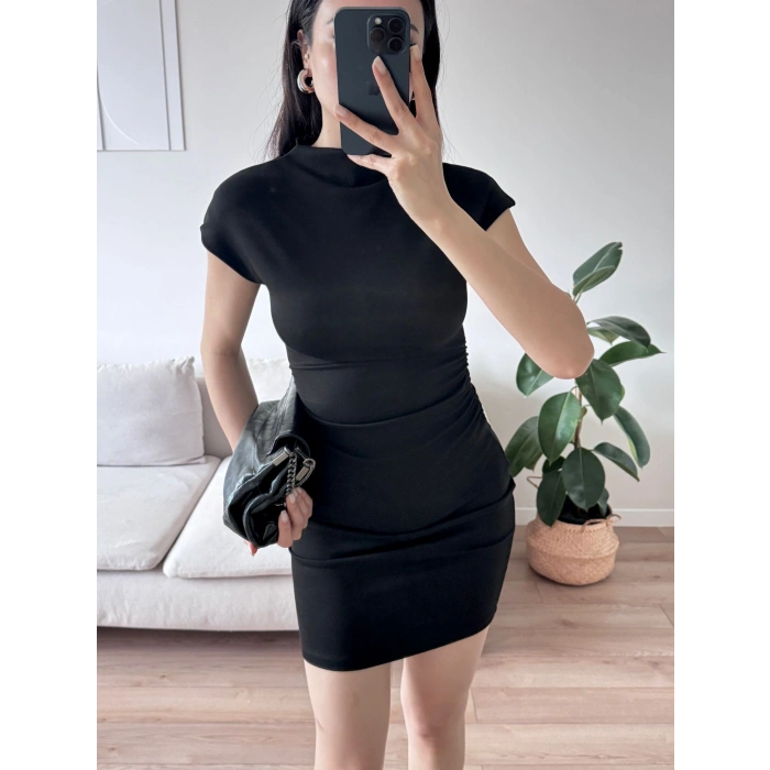 Balıkçı Yaka Kısa Kol Elbise