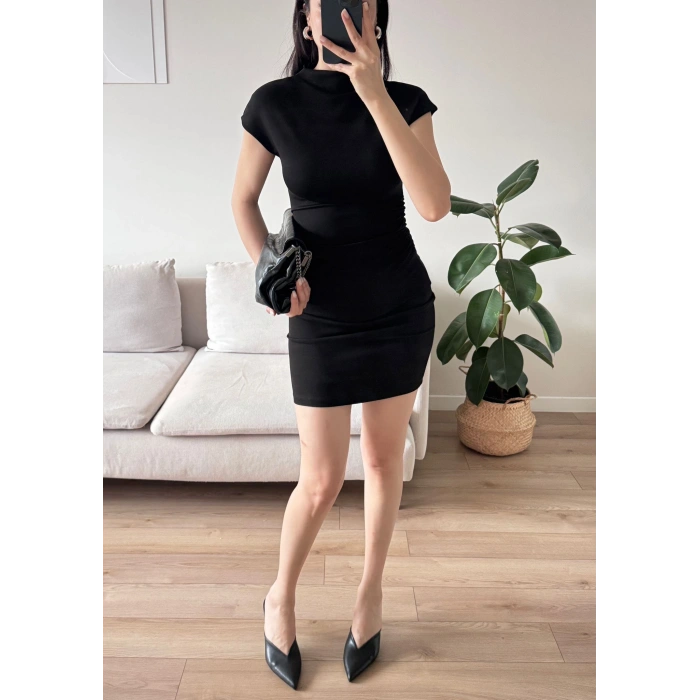 Balıkçı Yaka Kısa Kol Elbise