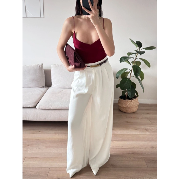 Askılı Basic Bodysuit - BORDO