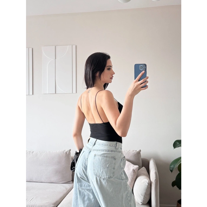Askılı Basic Bodysuit - SİYAH