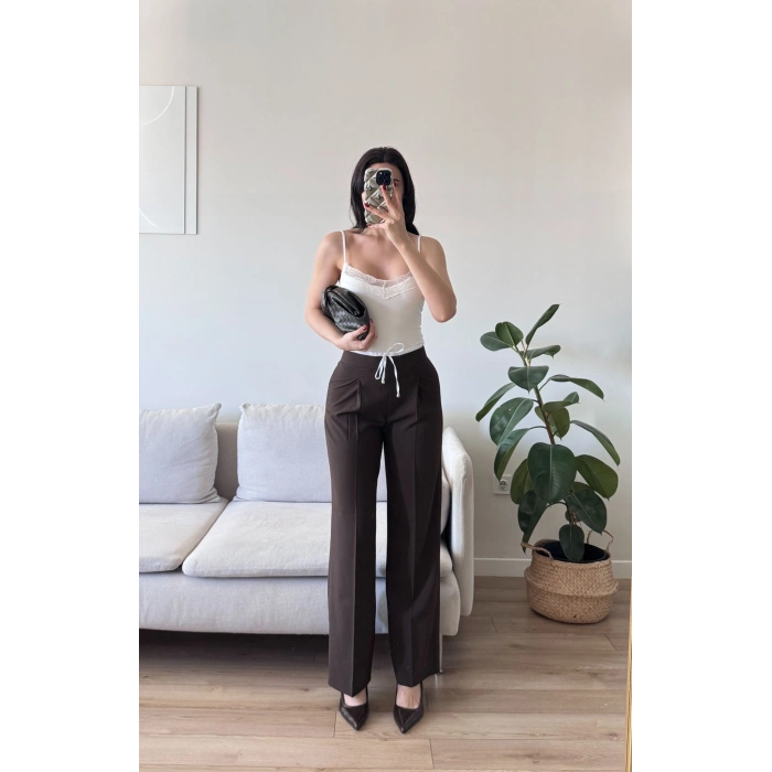 Çimalı Palazzo Pantolon - KAHVE