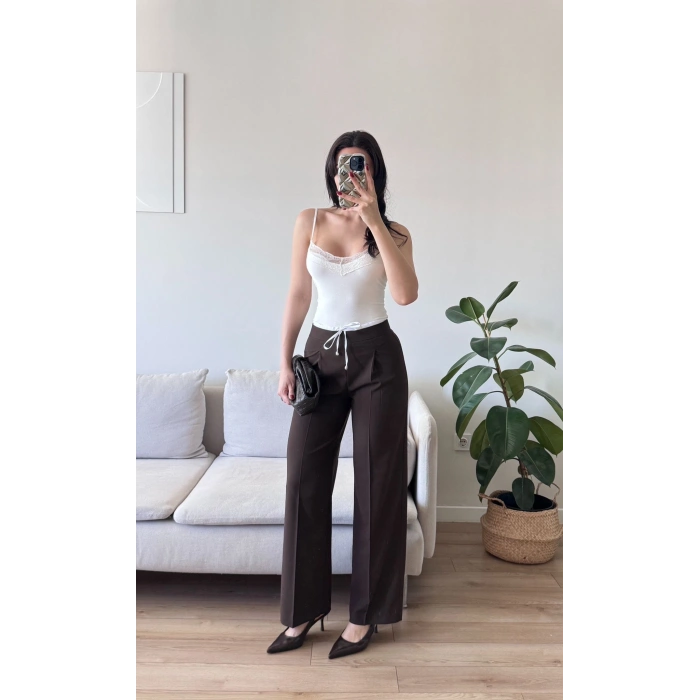 Çimalı Palazzo Pantolon - KAHVE