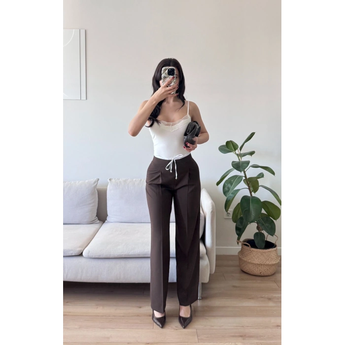 Çimalı Palazzo Pantolon - KAHVE