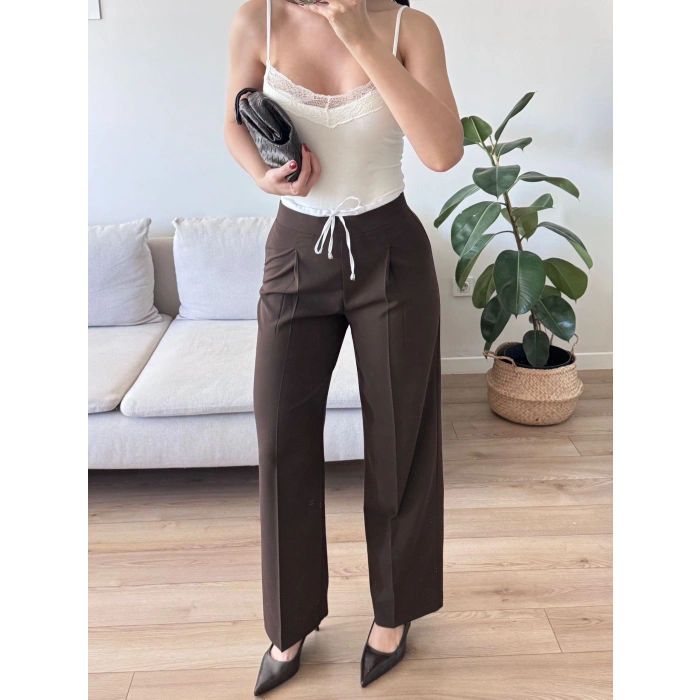 Çimalı Palazzo Pantolon - KAHVE