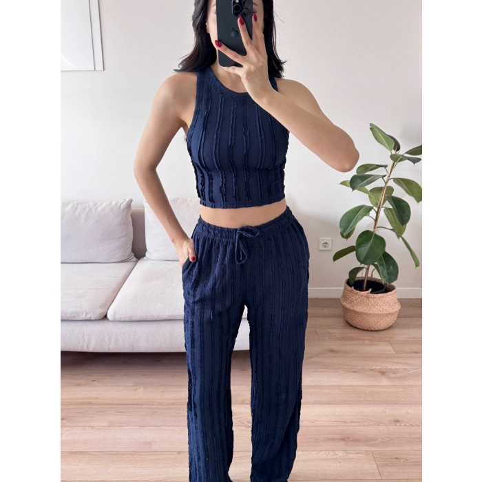 Halter Fitilli İkili Takım - LACİVERT