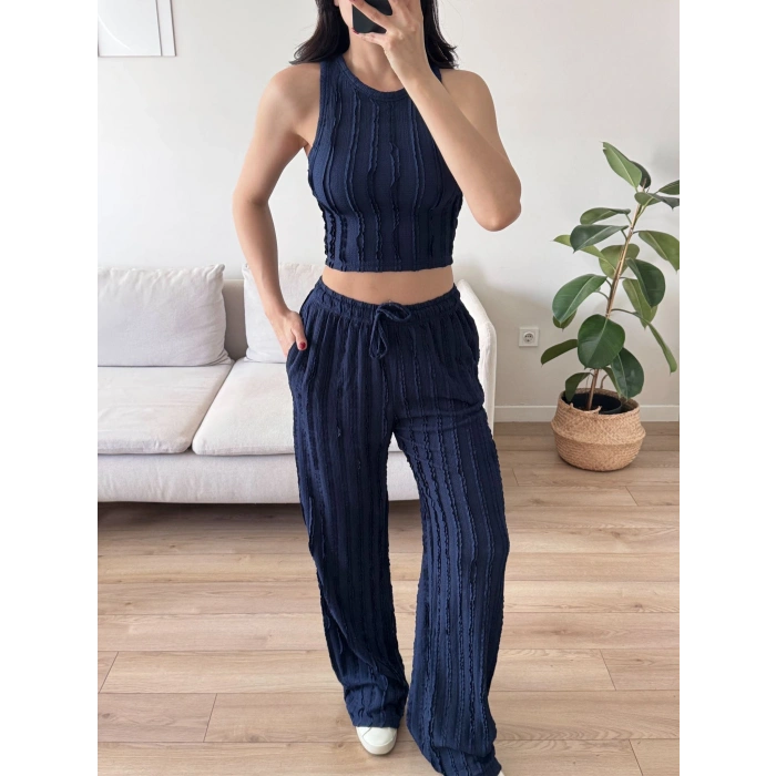 Halter Fitilli İkili Takım - LACİVERT