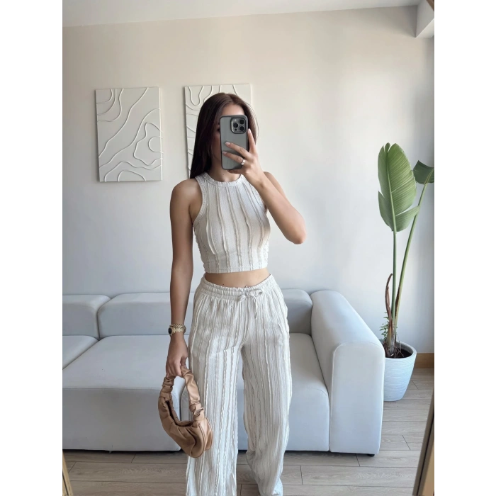 Halter Fitilli İkili Takım - BEJ