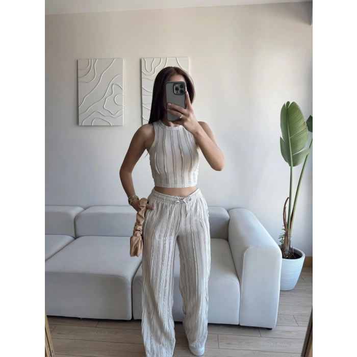 Halter Fitilli İkili Takım - BEJ