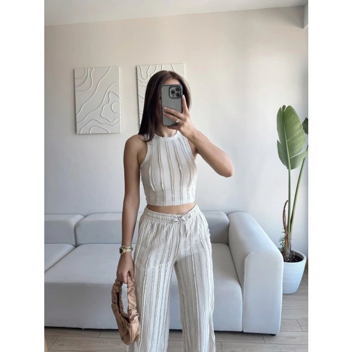 Halter Fitilli İkili Takım - BEJ