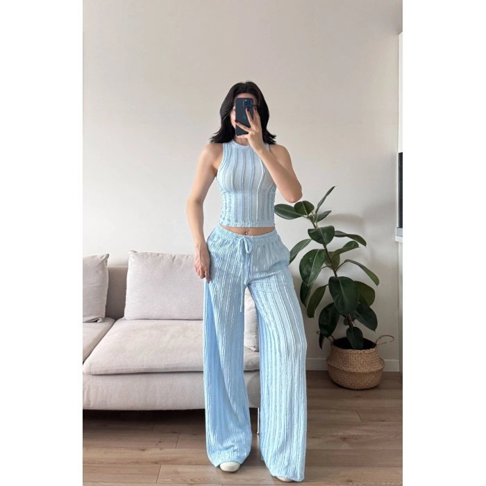 Halter Fitilli İkili Takım - MAVİ